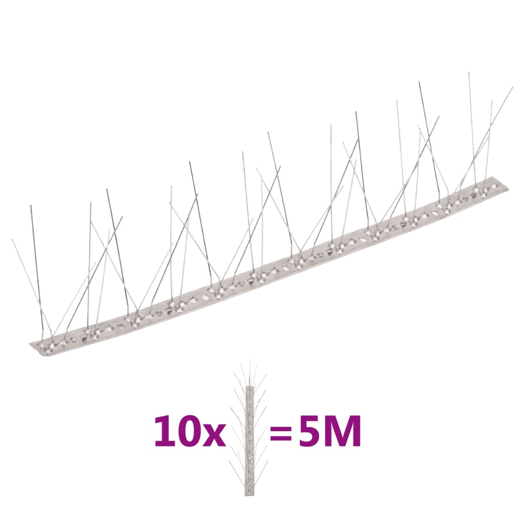 10-tlg. Taubenabwehr Spikes-Set Edelstahl 5 m 5-reihig