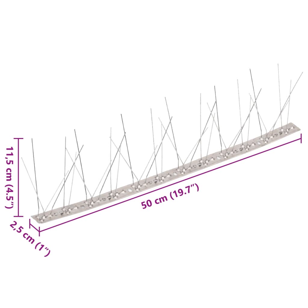 10-tlg. Taubenabwehr Spikes-Set Edelstahl 5 m 5-reihig