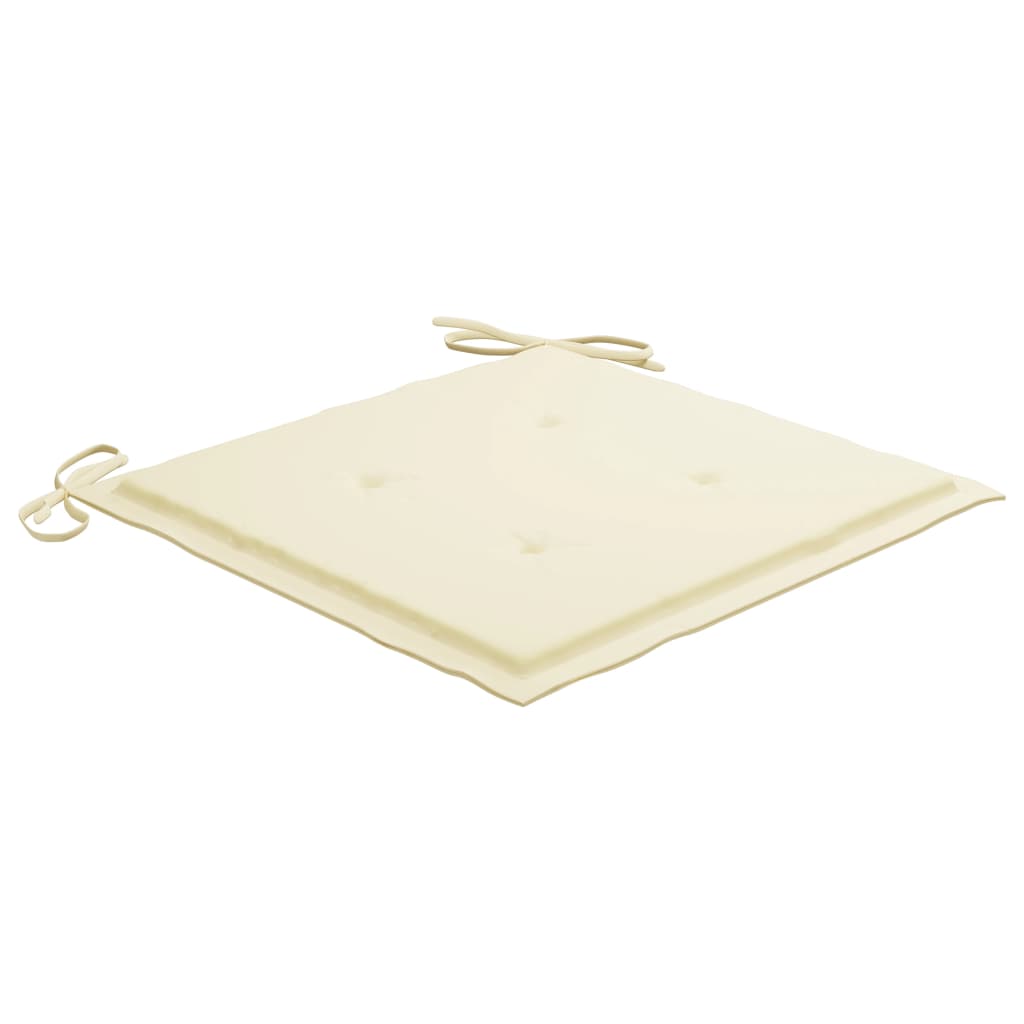 Batavia-Stühle 2 Stk. mit Creme Kissen Teak Massivholz