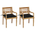Batavia-Stühle 2 Stk. mit Schwarzen Kissen Teak Massivholz