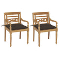 Batavia-Stühle 2 Stk. mit Taupe Kissen Teak Massivholz