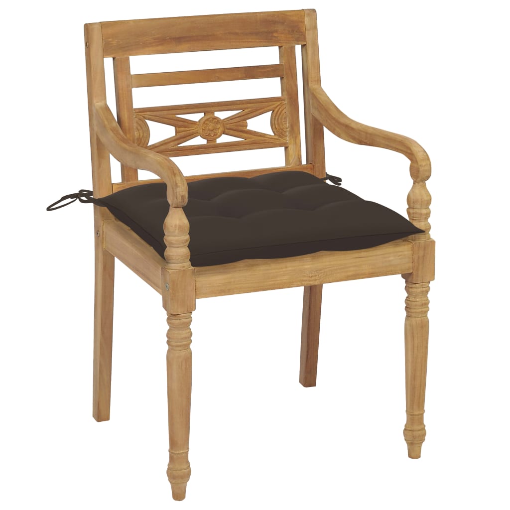 Batavia-Stühle 2 Stk. mit Taupe Kissen Teak Massivholz