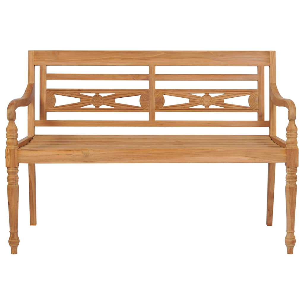 Batavia-Gartenbank mit Schwarzem Kissen 120 cm Teak Massivholz