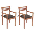 Gartenstühle 2 Stk. mit Taupe Kissen Massivholz Teak