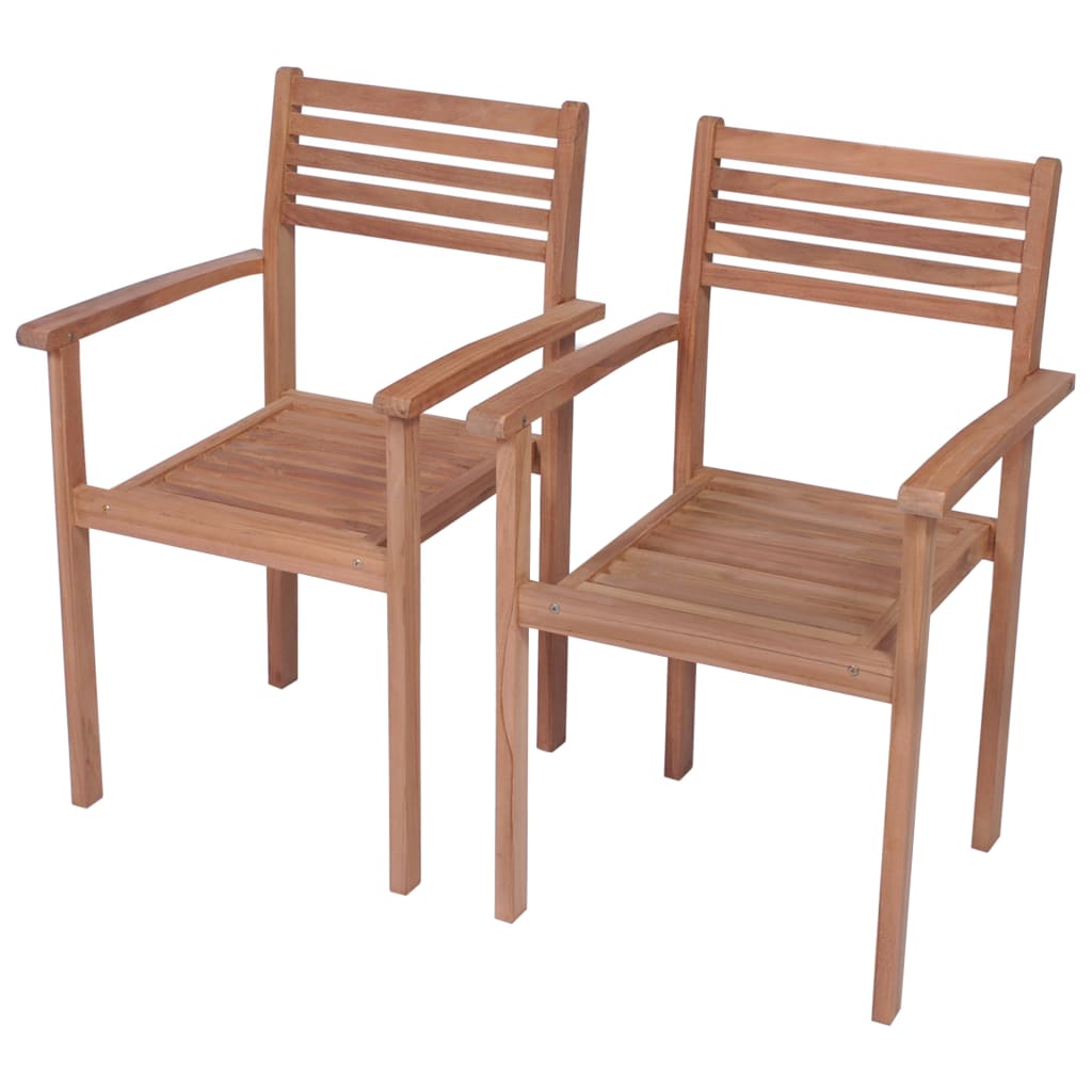 Gartenstühle 2 Stk. mit Cremeweißen Kissen Massivholz Teak