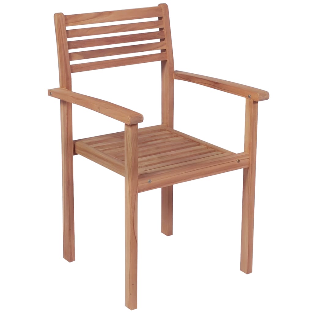 Gartenstühle 4 Stk. mit Grauen Kissen Massivholz Teak