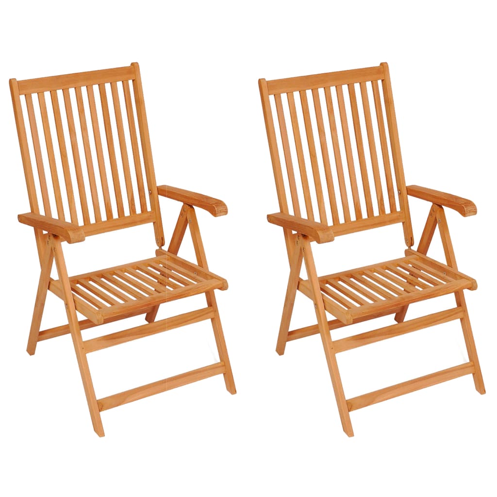 Gartenstühle 2 Stk. mit Cremeweißen Auflagen Massivholz Teak
