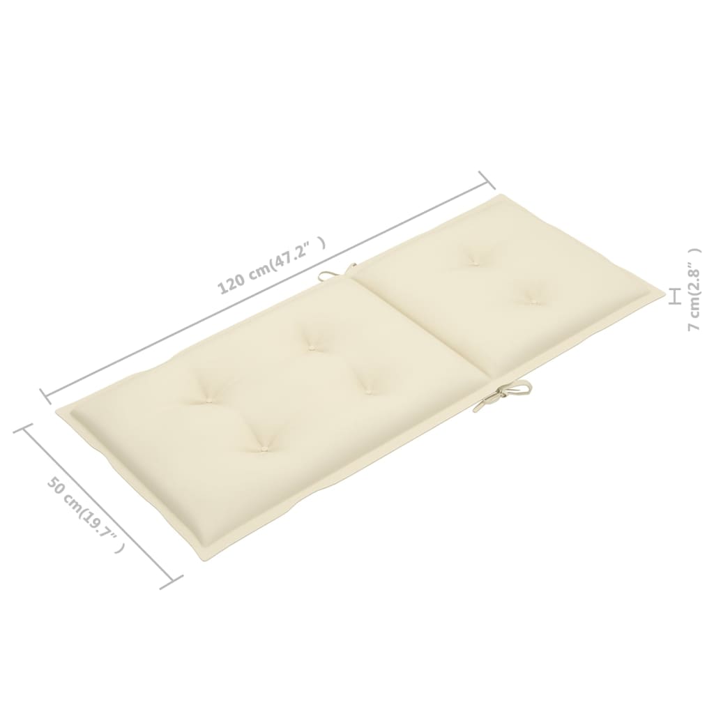 Gartenstühle 2 Stk. mit Cremeweißen Auflagen Massivholz Teak