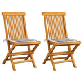 Gartenstühle Graue Karomuster-Kissen 2 Stk. Massivholz Teak