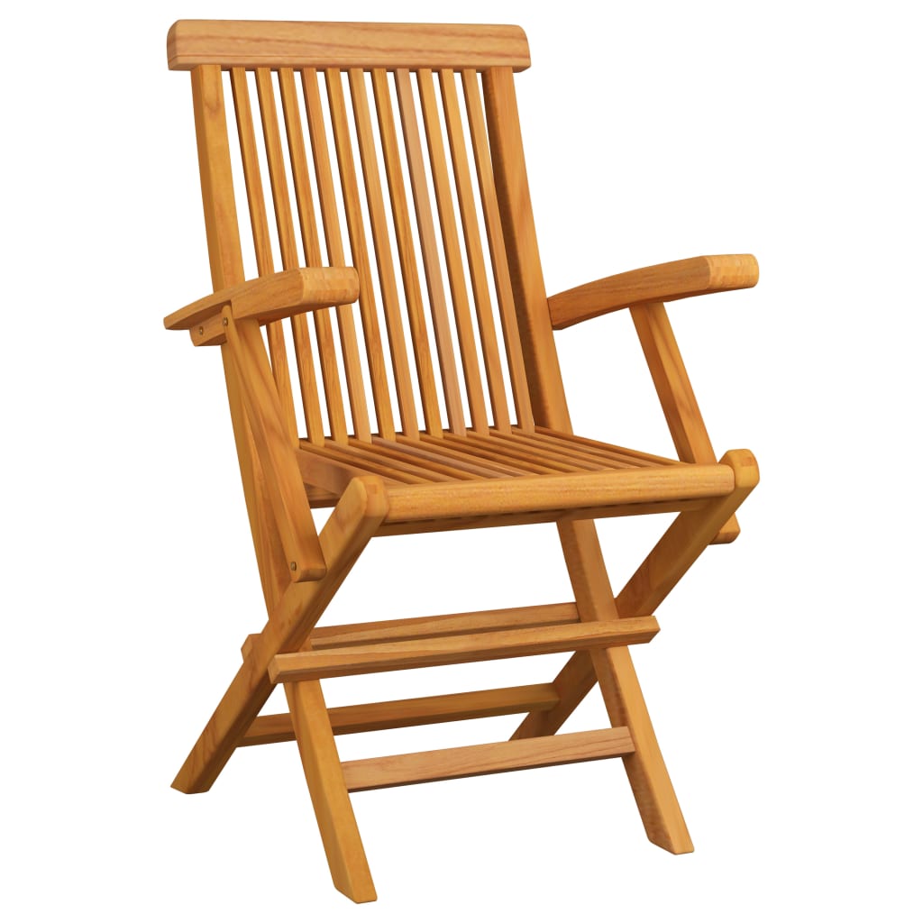 Gartenstühle Rote Karomuster-Kissen 6 Stk. Massivholz Teak