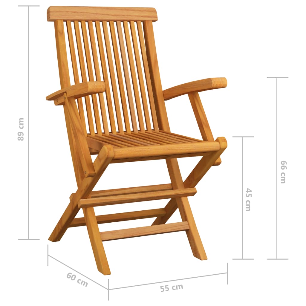 Gartenstühle Graue Karomuster-Kissen 6 Stk. Massivholz Teak