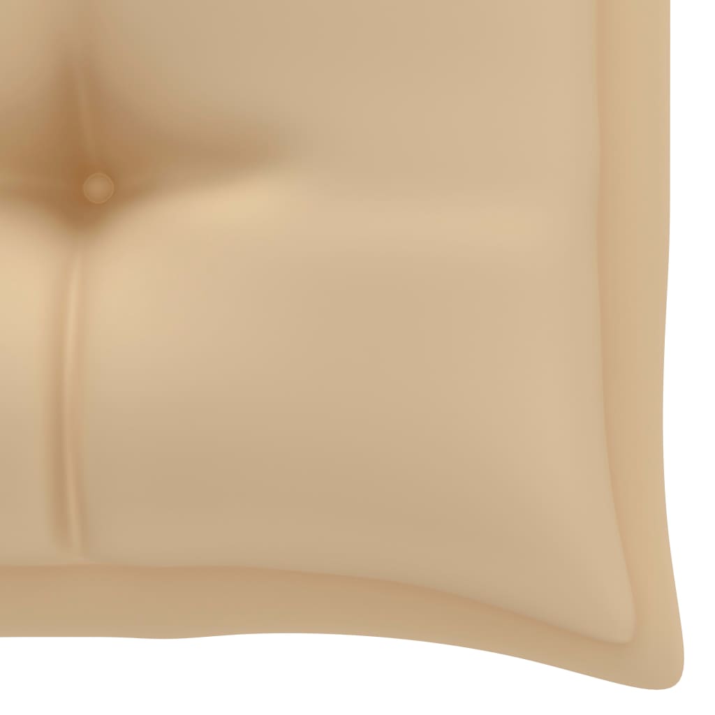 Gartenbank mit Beige Auflage 112 cm Massivholz Teak