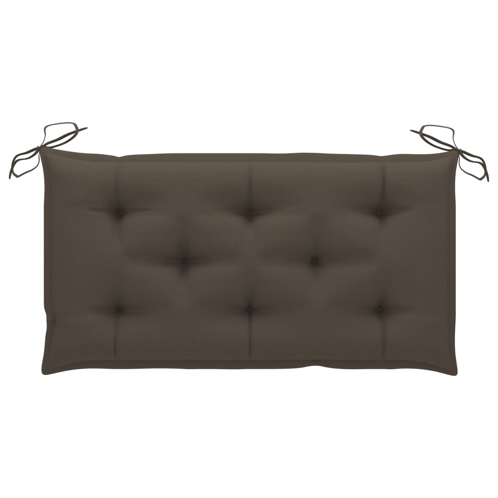 Gartenbank mit Taupe Auflage 112 cm Massivholz Teak