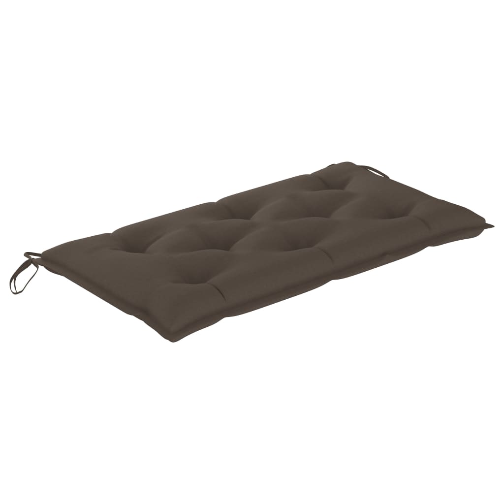 Gartenbank mit Taupe Auflage 112 cm Massivholz Teak