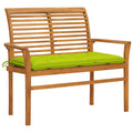 Gartenbank mit Hellgrüner Auflage 112 cm Massivholz Teak