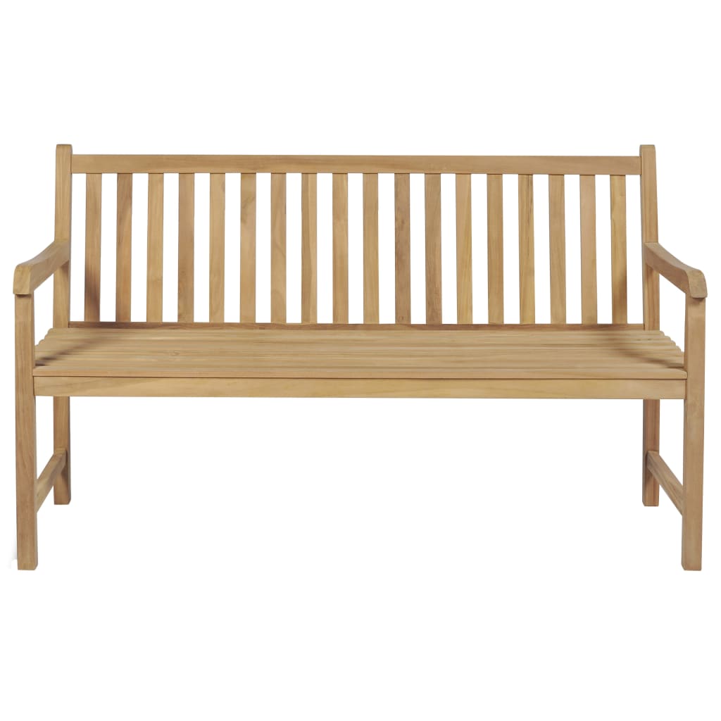 Gartenbank mit Roter Auflage 150 cm Massivholz Teak