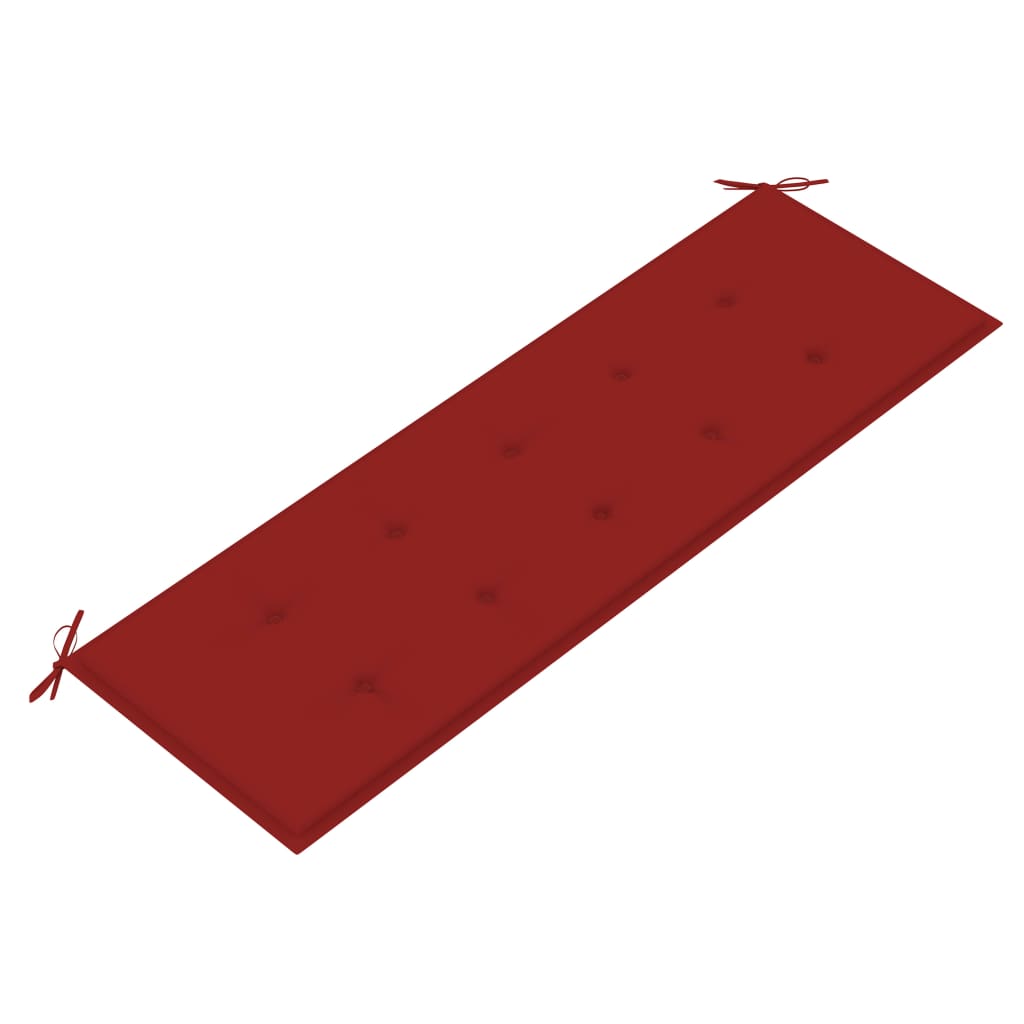 Gartenbank mit Roter Auflage 150 cm Massivholz Teak