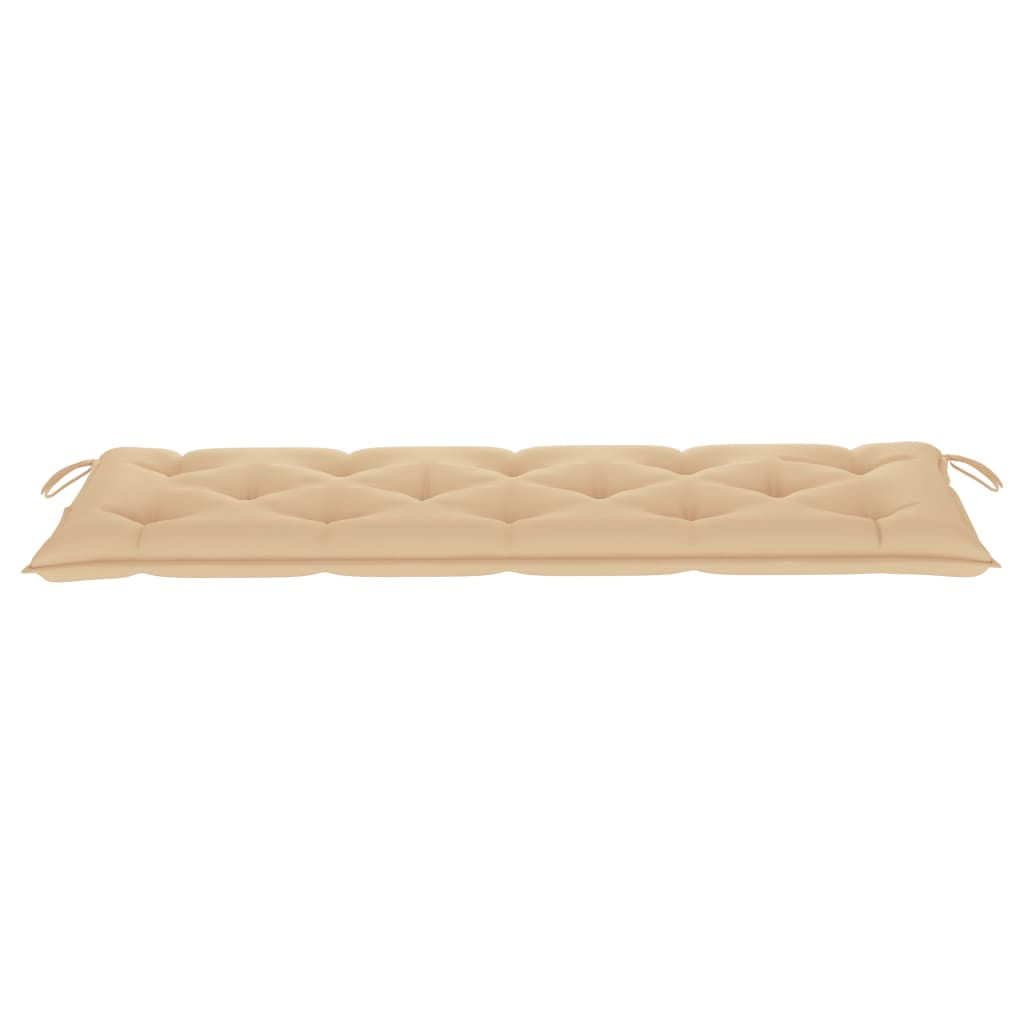 Gartenbank mit Beige Auflage 150 cm Massivholz Teak