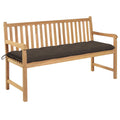 Gartenbank mit Taupe Auflage 150 cm Massivholz Teak