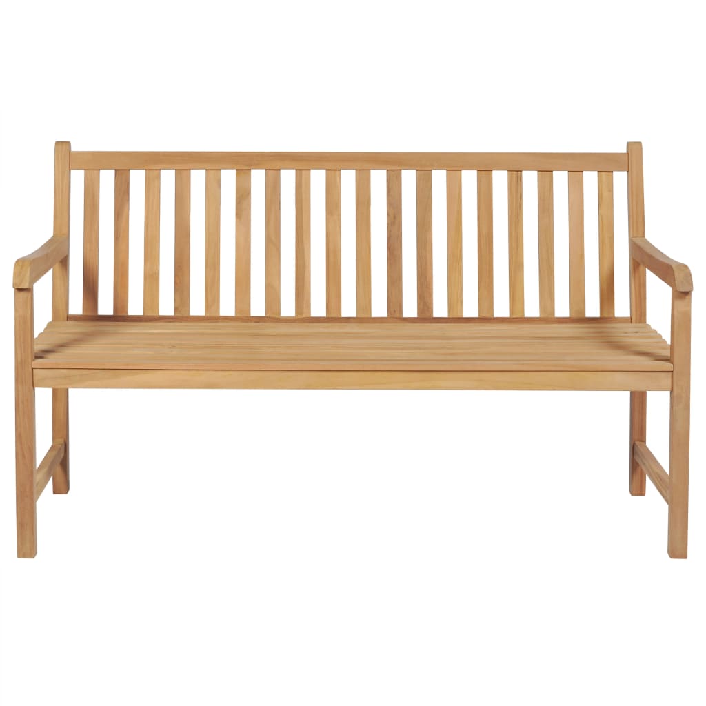 Gartenbank mit Taupe Auflage 150 cm Massivholz Teak