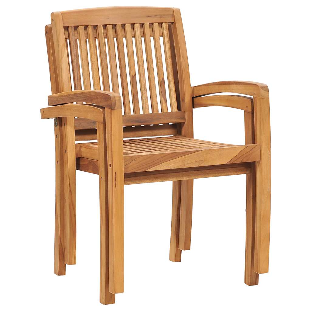 Gartenstühle 2 Stk. mit Beige Kissen Massivholz Teak