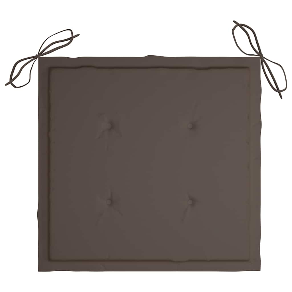 Gartenstühle 2 Stk. mit Taupe Kissen Massivholz Teak