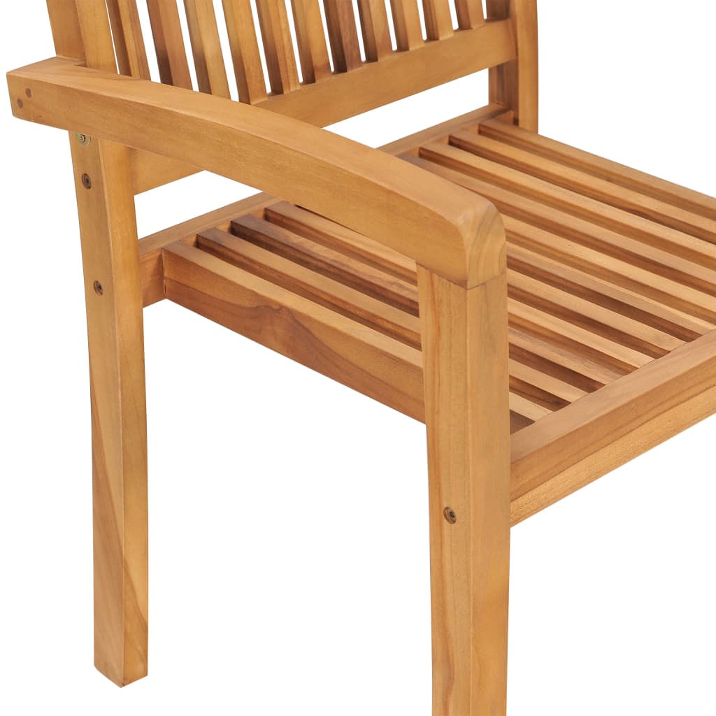 Gartenstühle 2 Stk. Graue Karomuster Kissen Massivholz Teak
