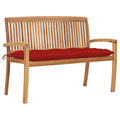 Stapelbare Gartenbank mit Auflage 128,5 cm Massivholz Teak