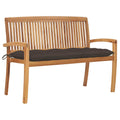 Stapelbare Gartenbank mit Auflage 128,5 cm Massivholz Teak