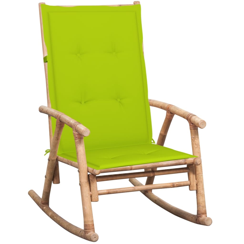 Schaukelstuhl mit Kissen Bambus
