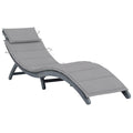 Sonnenliege mit Auflage Grau Massivholz Akazie