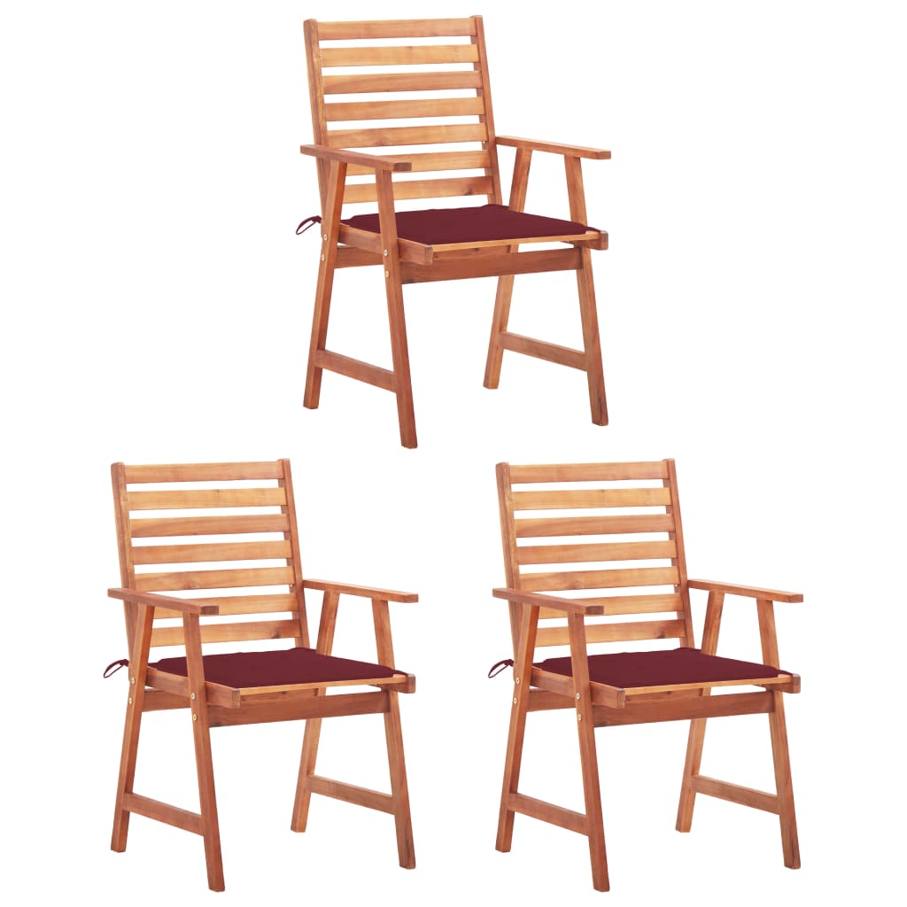 Garten-Essstühle 3 Stk. mit Kissen Massivholz Akazie