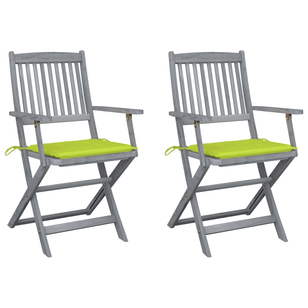 Klappbare Gartenstühle 2 Stk. mit Sitzkissen Massivholz Akazie