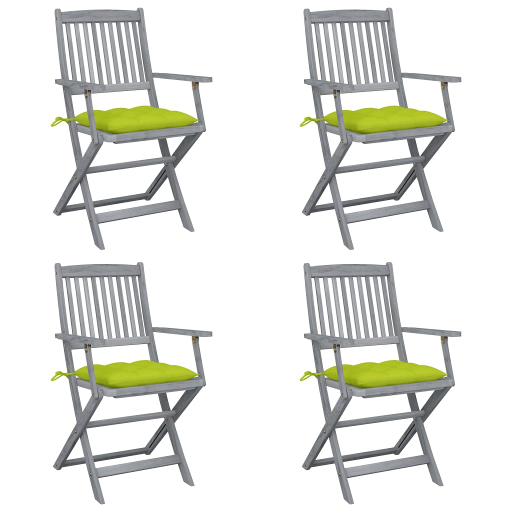 Klappbare Gartenstühle 4 Stk. mit Kissen Massivholz Akazie