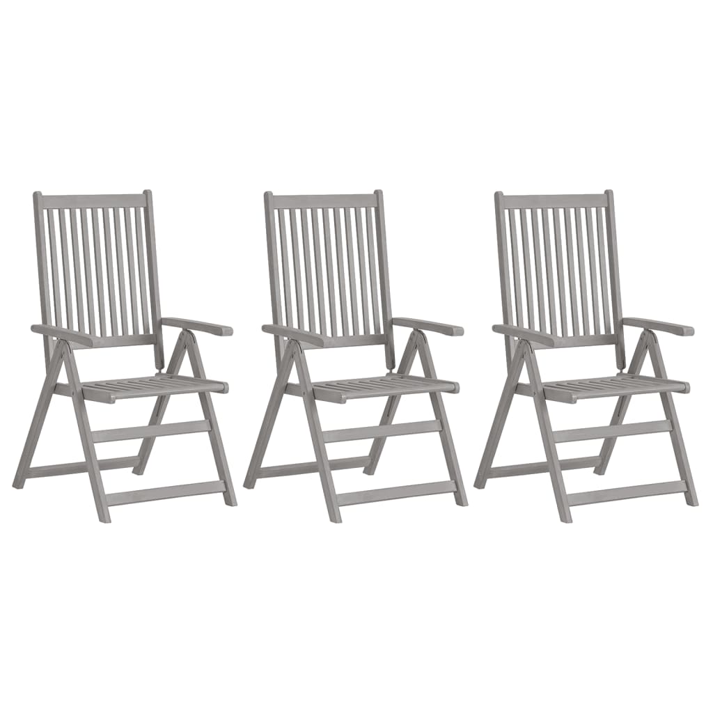 Verstellbare Gartenstühle 3 Stk. mit Auflagen Massivholz Akazie