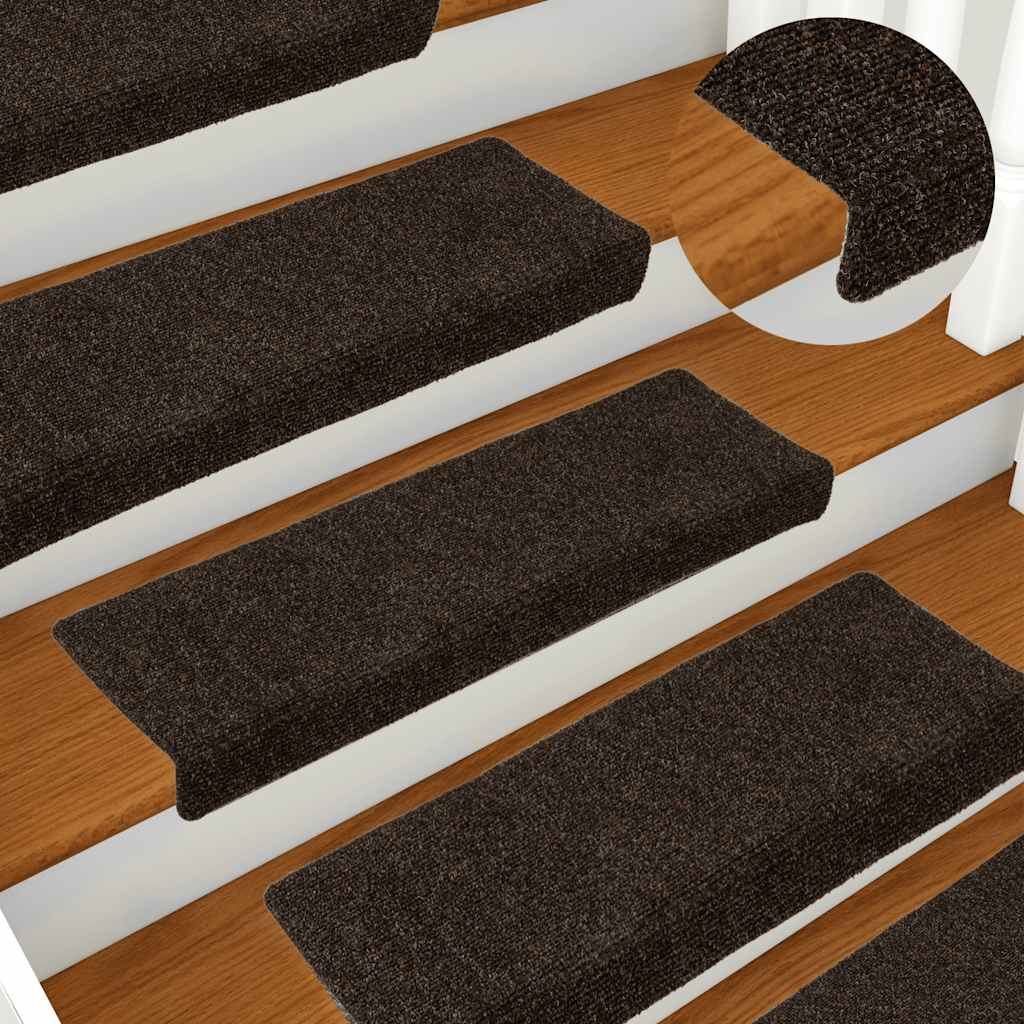 Stufenmatten Selbstklebend 15 Stk. 65x21x4 cm Dunkelbraun Rechteckiger Rand