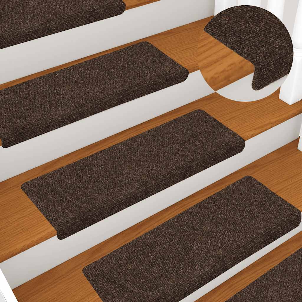 Stufenmatten Selbstklebend 15 Stk. 65x21x4 cm Braun Rechteckiger Rand