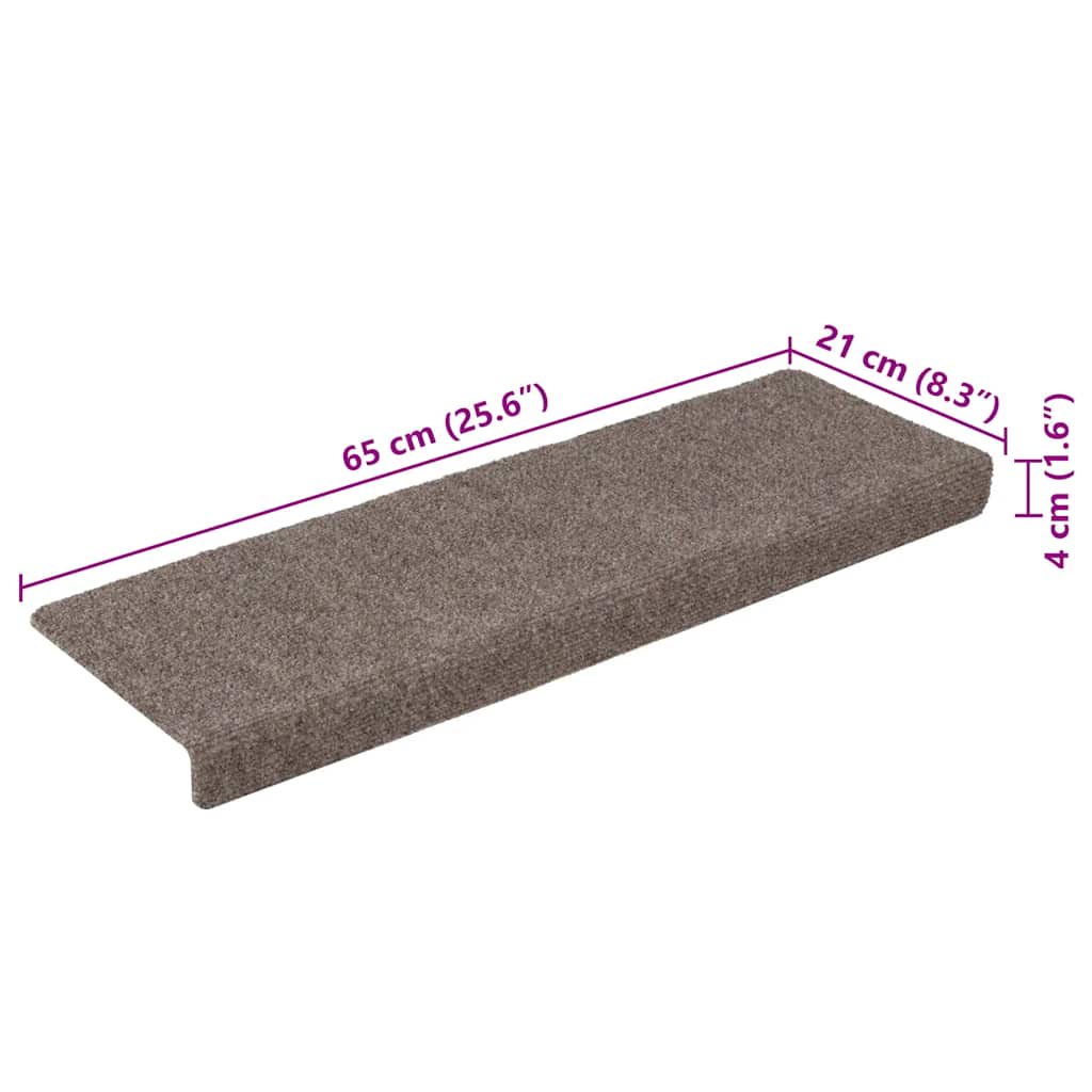 Stufenmatten Selbstklebend 15 Stk. 65x21x4 cm Beige Rechteckiger Rand