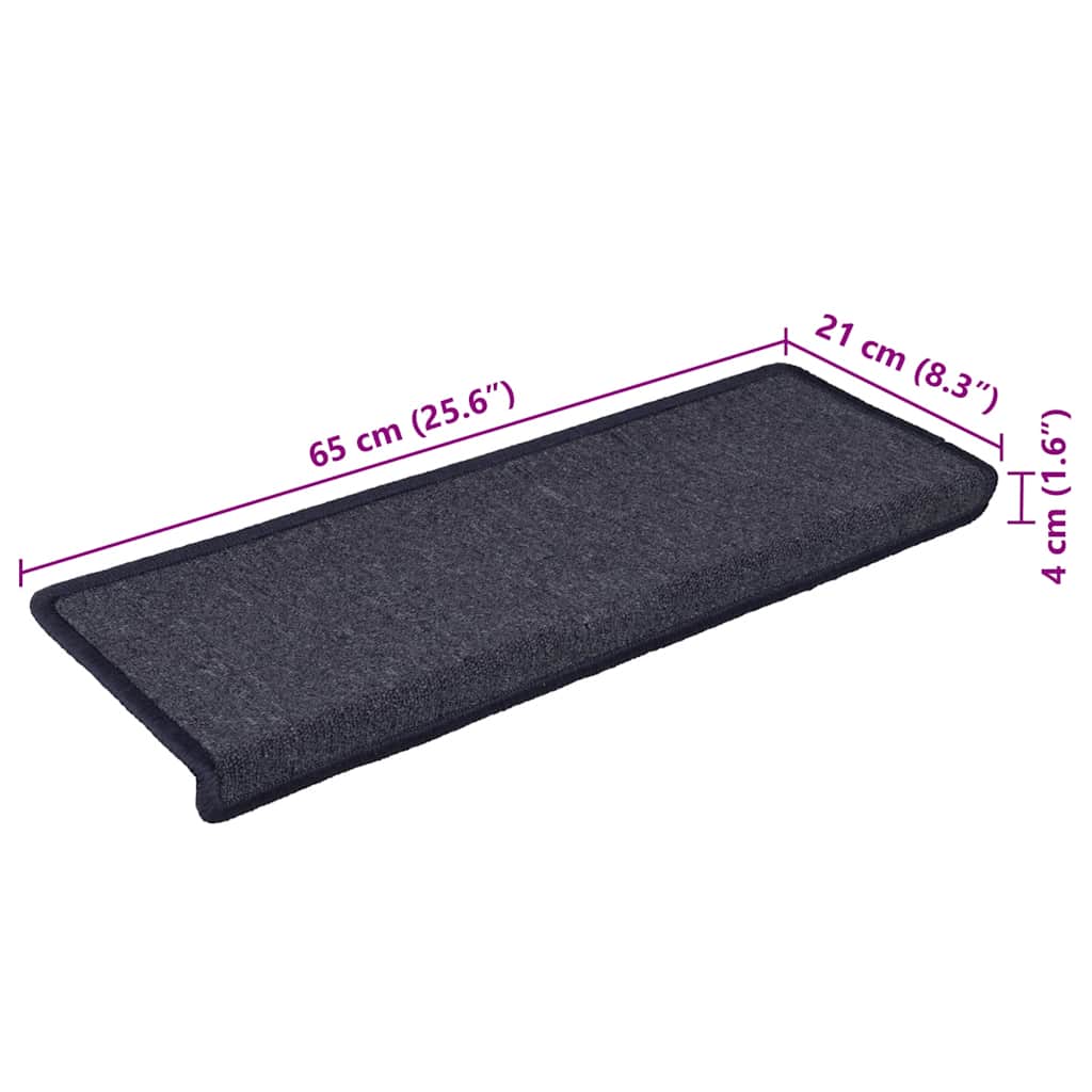 Stufenmatten 15 Stk. 65 x 21 x 4 cm Dunkelgrau und Blau Rechteckiger Rand