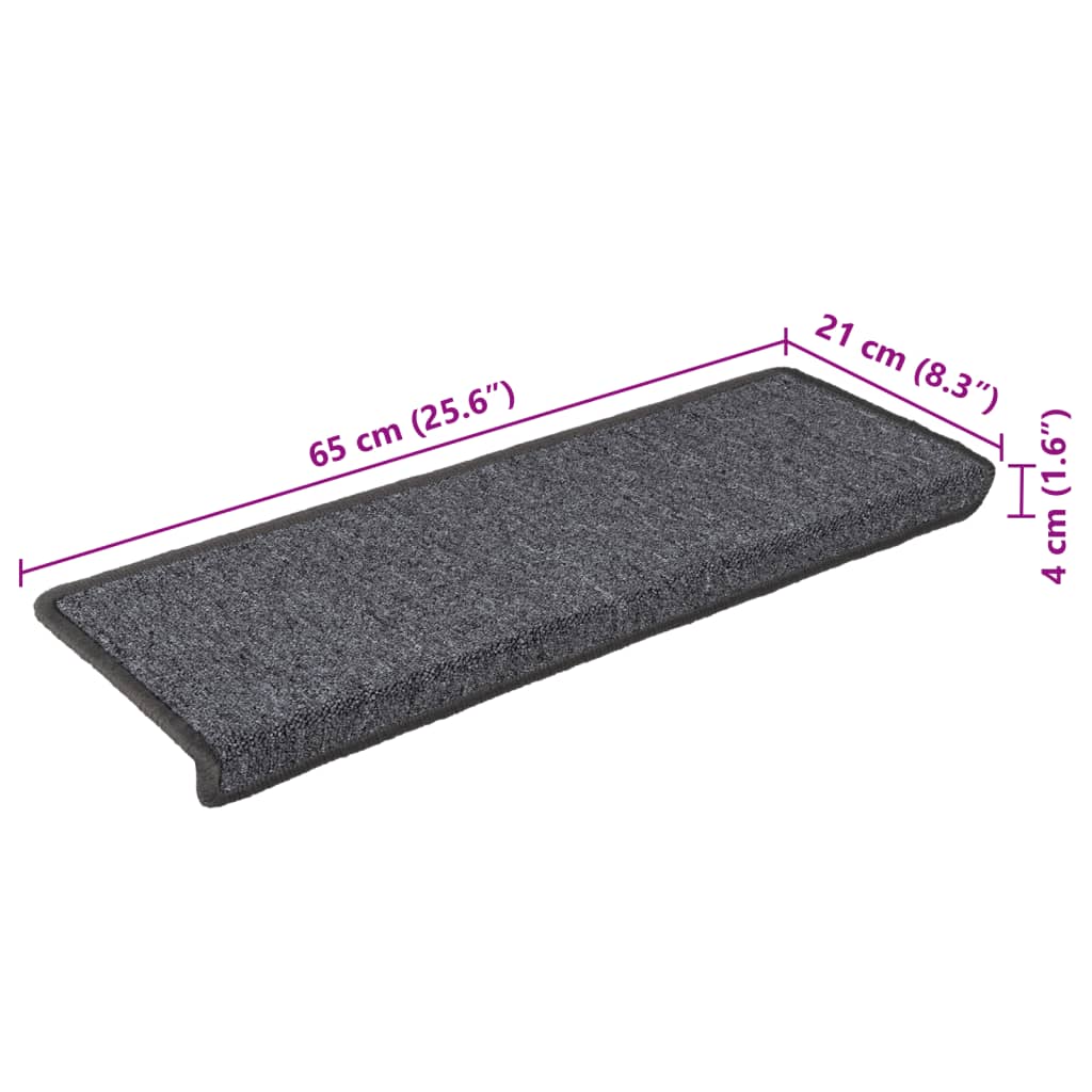 Stufenmatten 15 Stk. 65x21x4 cm Dunkelgrau Rechteckiger Rand