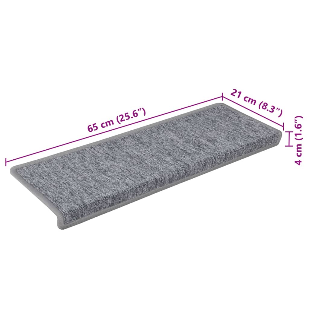 Stufenmatten 15 Stk. 65x21x4 cm Hellgrau Rechteckiger Rand