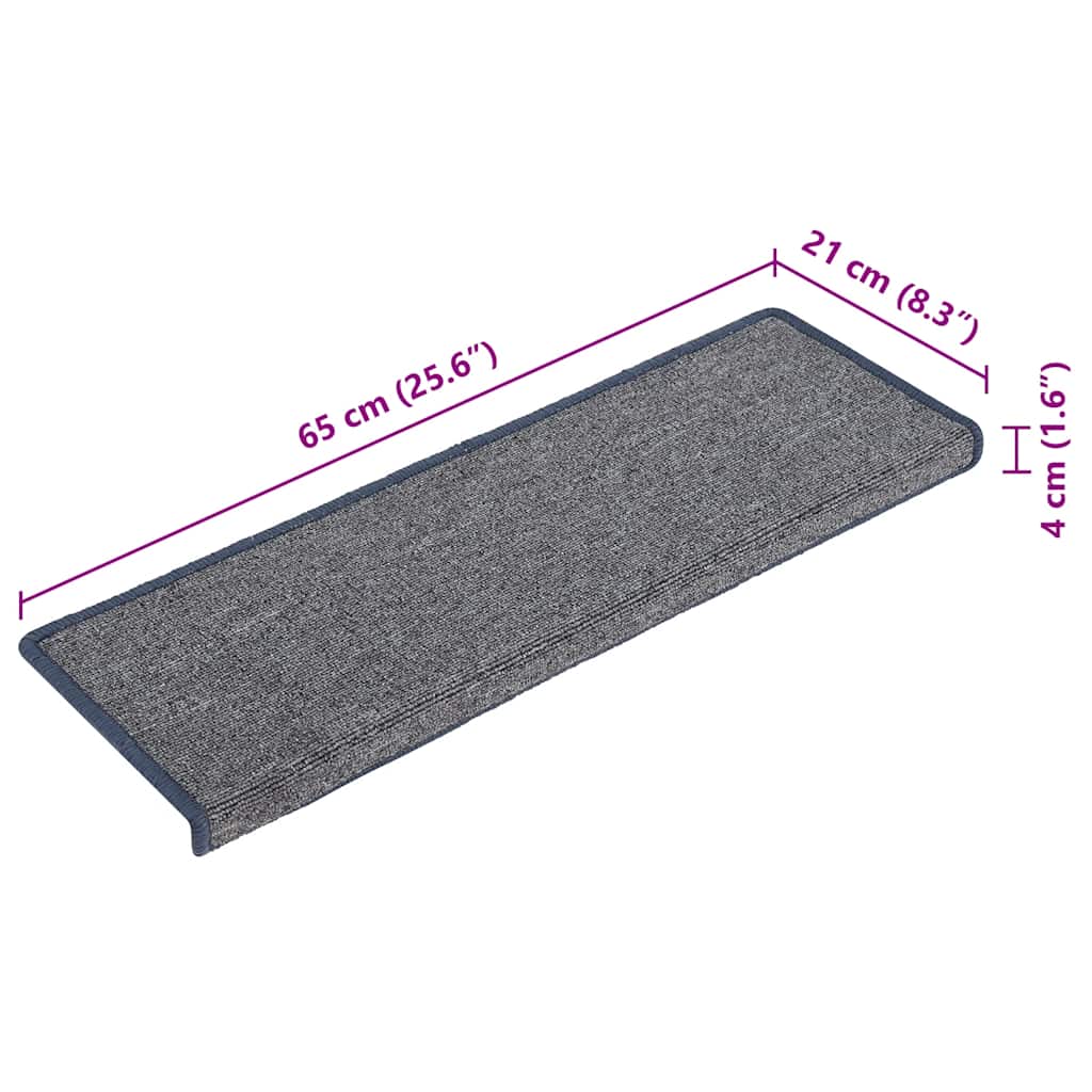 Stufenmatten 15 Stk. 65 x 21 x 4 cm Hellgrau und Blau Rechteckiger Rand