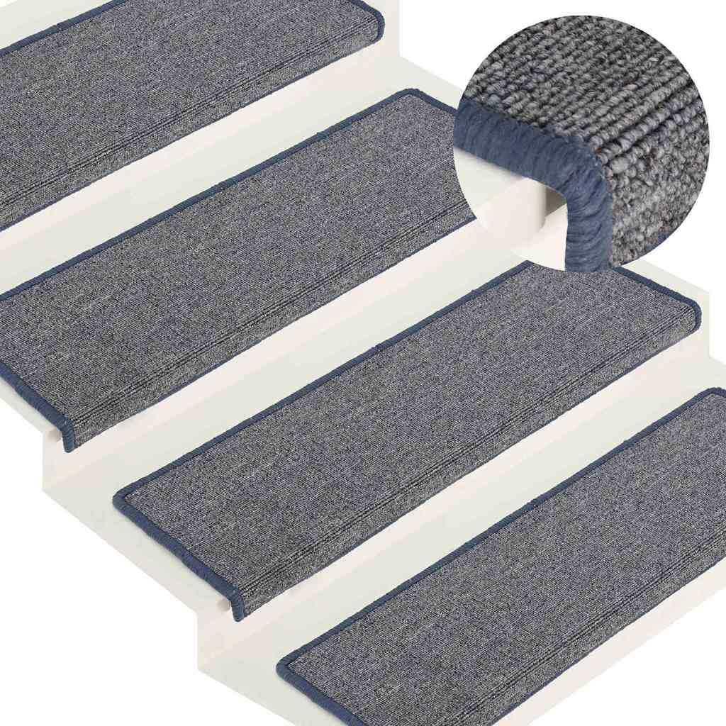 Stufenmatten 15 Stk. 65 x 21 x 4 cm Hellgrau und Blau Rechteckiger Rand