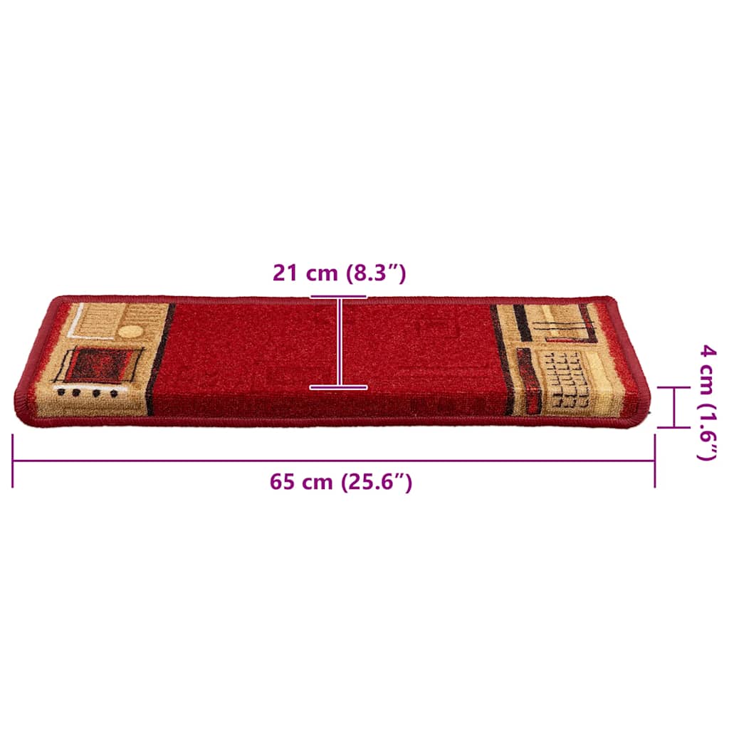 Treppenmatten Selbstklebend 15 Stk. 65x21x4 cm Rot