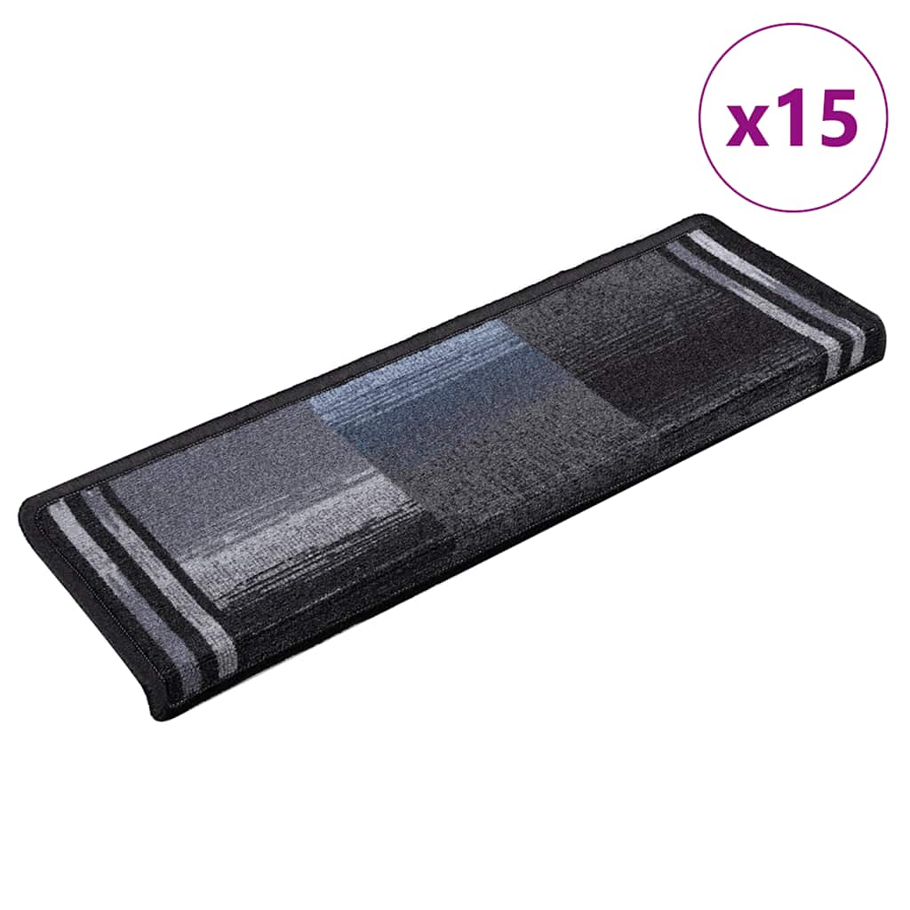 Treppenmatten Selbstklebend 15 Stk. 65x21x4 cm Schwarz und Grau