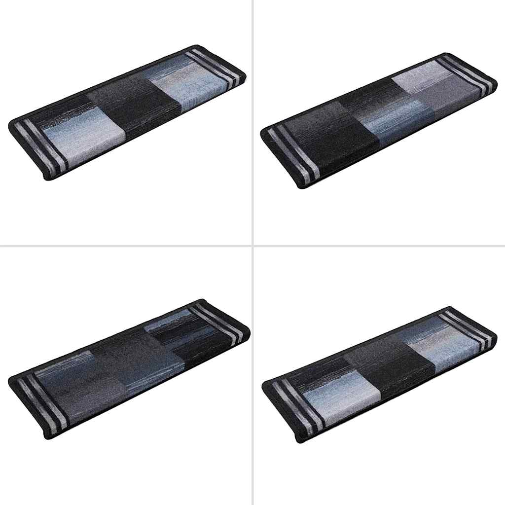 Treppenmatten Selbstklebend 15 Stk. 65x21x4 cm Schwarz und Grau