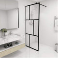 Duschwand für Begehbare Duschen mit Hartglas Schwarz 80x195 cm