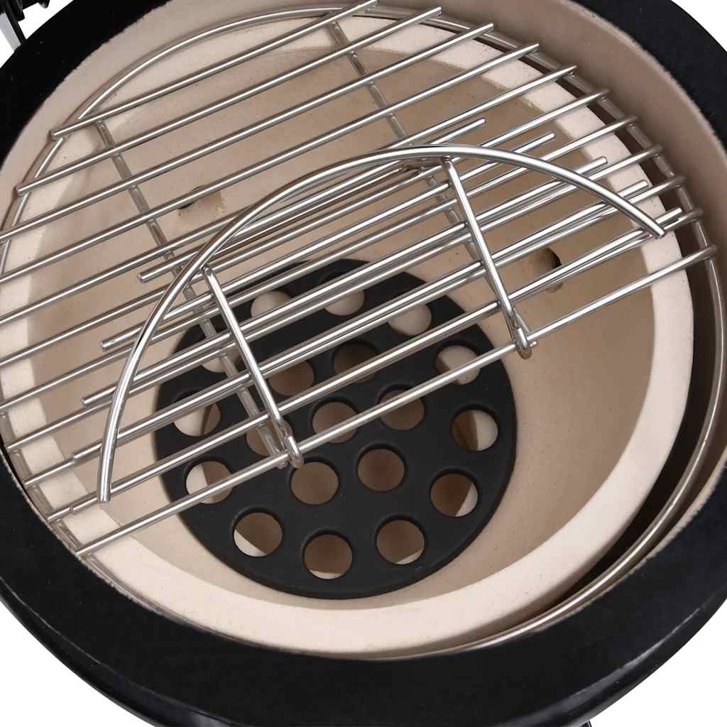 2-in-1 Kamado-Grill Smoker Keramik 56 cm Schwarz