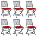 Klappbare Gartenstühle 6 Stk. mit Kissen Massivholz Akazie