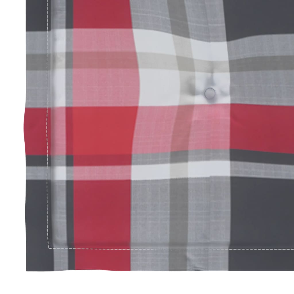 Gartenstühle mit Kissen 6 Stk. Rot Karomuster Massivholz Teak